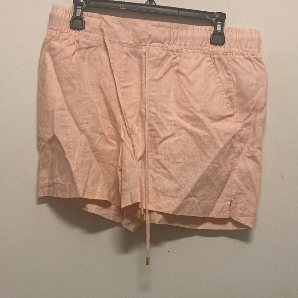 COMPANY ELLEN TRACY/Light Peach Drawstring Linen Shorts